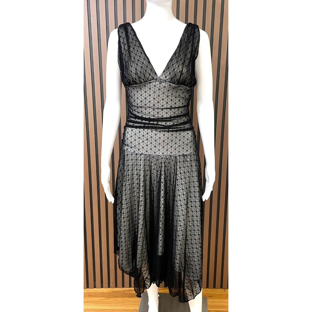 Necessary Objects Women's S Black Fit & Flare Dress Hi-Low Sheer‎ Boho  Dance
